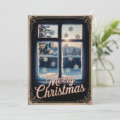 Frosted Winter Window Kerstgroeten Feestdagenkaart (Staand voorkant)