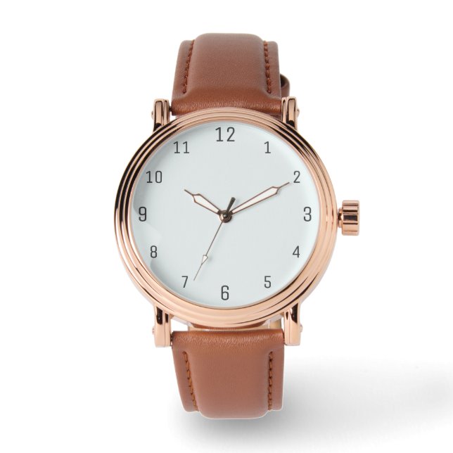 Frosted Witte Stevige Kleur | Klassiek | Elegant Horloge (Voorkant)