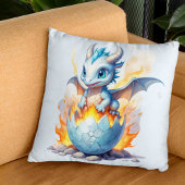 Frostfire Hatchling Blauwe Draak Fantasie Kussen
