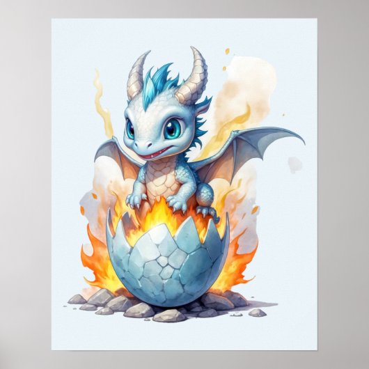 Frostfire Hatchling Blauwe Draak Fantasie Poster (Voorkant)
