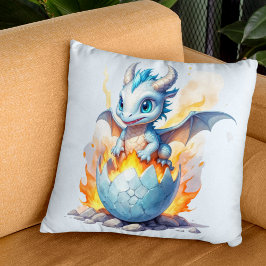 Frostfire Hatchling Blue Dragon Fantasy Kussen