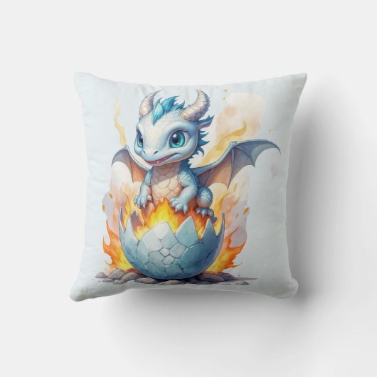Frostfire Hatchling Blue Dragon Fantasy Kussen (Achterkant)