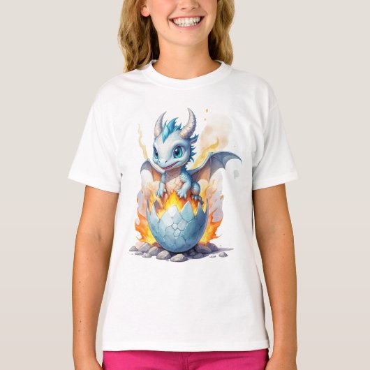 Frostfire Hatchling Blue Dragon Girls T-shirt (Voorkant)