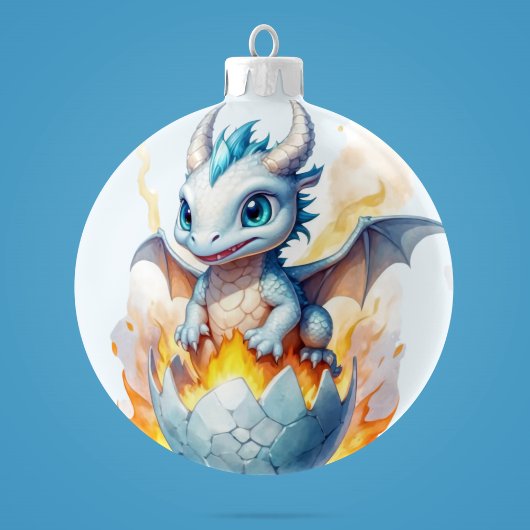 Frostfire Hatchling Gepersonaliseerde Draak Keramisch Ornament