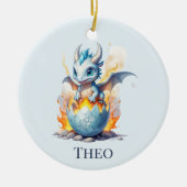 Frostfire Hatchling Gepersonaliseerde Draak Keramisch Ornament (Voorkant)