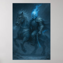 Frostfire Rider — Blue Flame Ghost Horseman Poster
