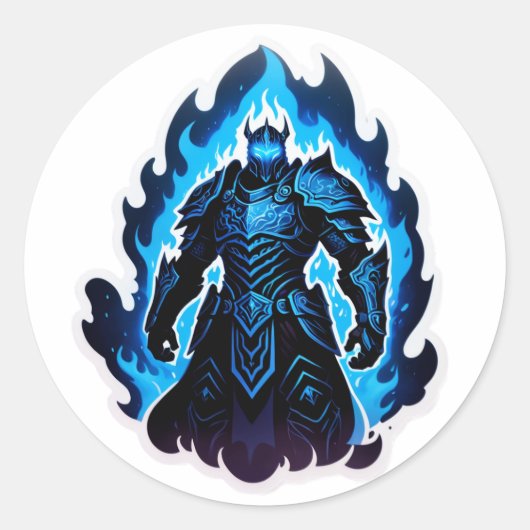 Frostfire Shadow Knight – Blue Inferno Edition Ronde Sticker (Voorkant)