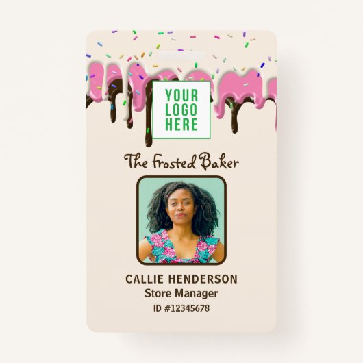 Frosting Pastry Bakery Logo Bedrijfsmedewerker Badge (Voorkant)