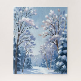 Frostlight-bos | Winter Sneeuw Aquarel Natuur Legpuzzel