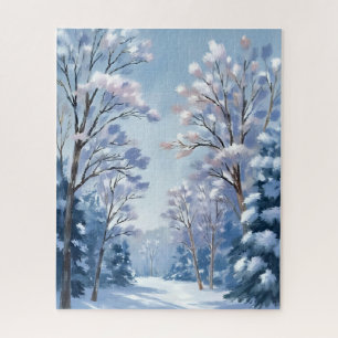 Frostlight-bos Winter Sneeuw Aquarel Natuur Legpuzzel