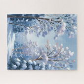 Frostlight-bos | Winter Sneeuw Aquarel Natuur Legpuzzel (Horizontaal)