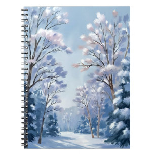 Frostlight Bos   Winter Sneeuw Aquarel Natuur Notitieboek