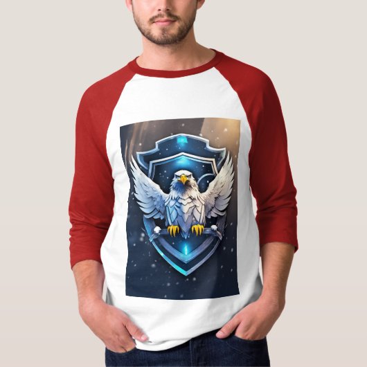 Frostwing Alliance: Futuristisch Eagle-Raven Emble T-shirt (Voorkant)