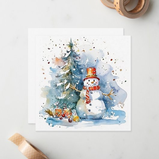"Frosty Adventures: Prettige kerst" Notitiekaartje (Voorkant / Achterkant in situ)