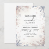 Frosty Azure Floral Winter Wedding Kaart (Voorkant / Achterkant)