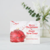 Frosty Bauble Merry Happy Nieuwjaar Briefkaart (Staand voorkant)