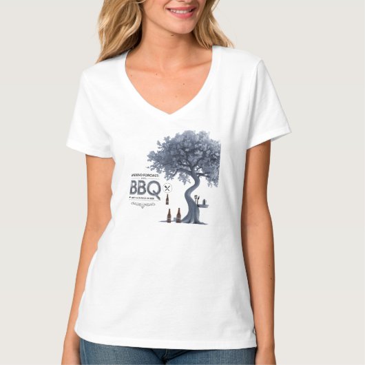 Frosty BBQ Forecast V-Neck T-shirt | Chic Winter B (Voorkant)