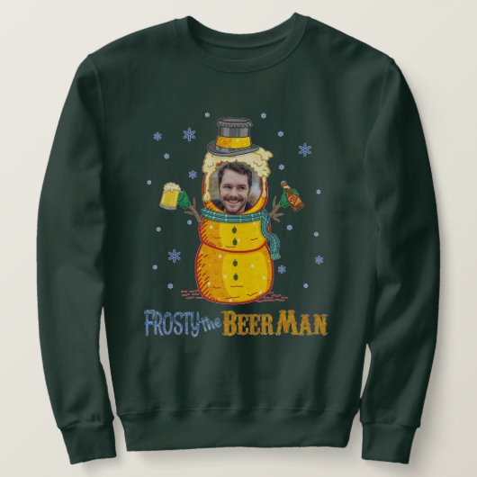 Frosty Beer Man Custom Photo Funny Ugly Kerstmis Trui (Design voorkant)
