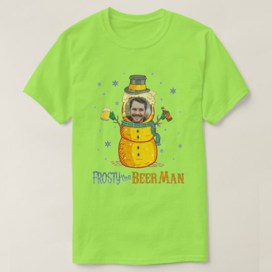 Frosty Beer Man Funny Ugly Kerstmis gepersonalisee T-shirt (Design voorkant)