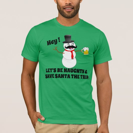Frosty Being Naughty and Saving Santa a Trip T-shirt (Voorkant)