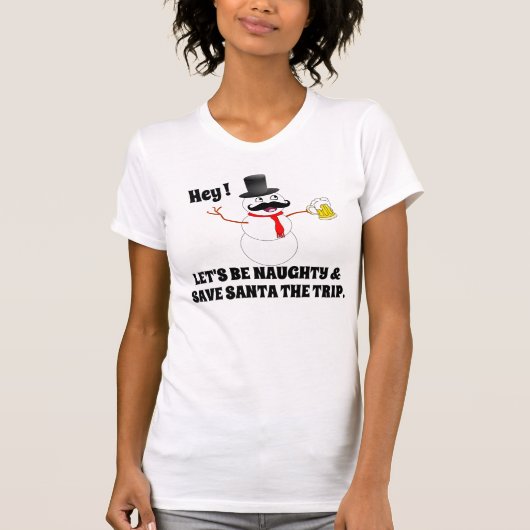 Frosty Being Naughty and Saving Santa a Trip T-shirt (Voorkant)