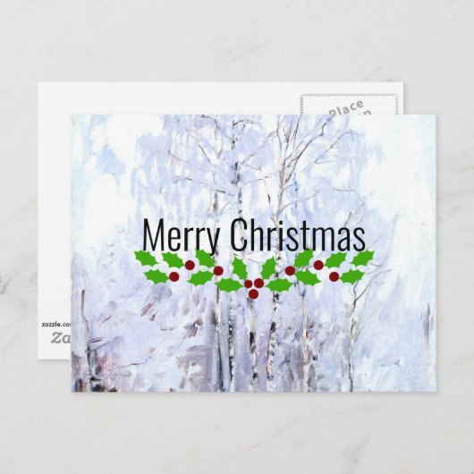 Frosty Birch Trees, kerstgroeten Briefkaart (Voorkant / Achterkant)