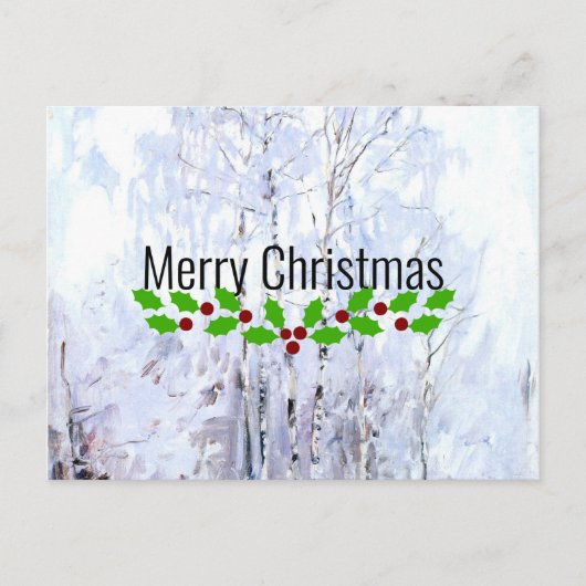 Frosty Birch Trees, kerstgroeten Briefkaart (Voorkant)