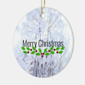 Frosty Birch Trees, kerstgroeten Keramisch Ornament (Links)