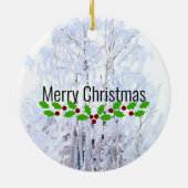 Frosty Birch Trees, kerstgroeten Keramisch Ornament (Achterkant)