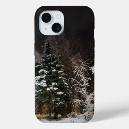 Frosty Black Winter Forest iPhone Case