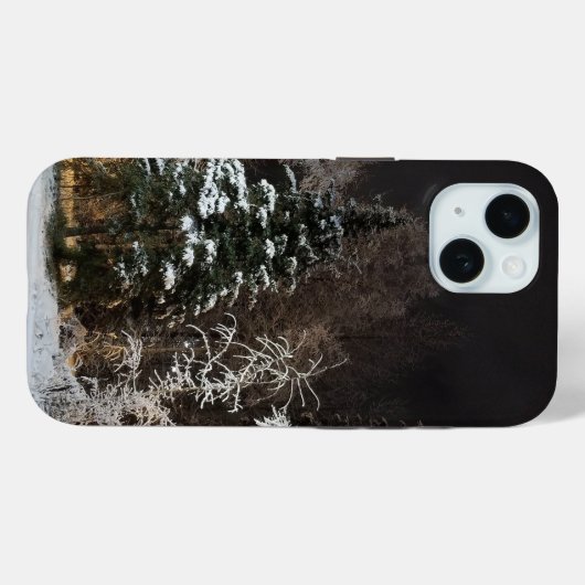Frosty Black Winter Forest iPhone Case (Achterkant (horizontaal))