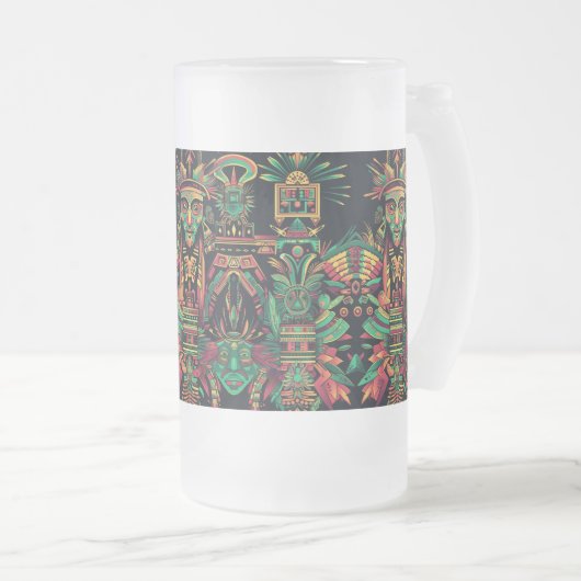 Frosty Blue "Aztec Dream" 473ml Glass Mok (Voorkant rechts)