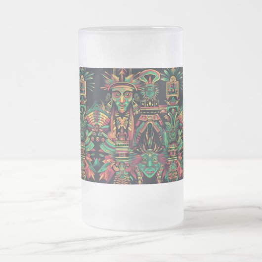 Frosty Blue "Aztec Dream" 473ml Glass Mok (Center)