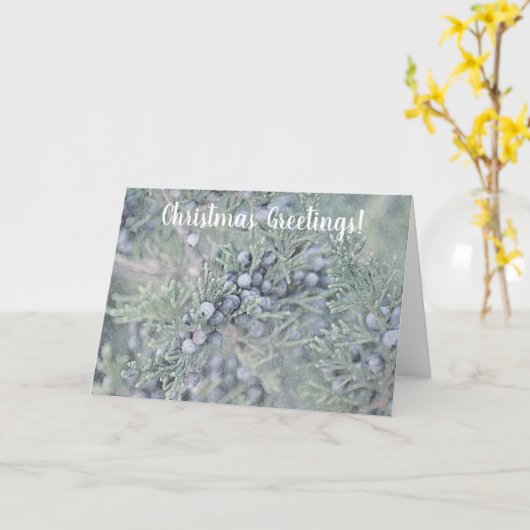 Frosty Blue Berries Kerstvakantie Kaart (Gele Bloem)