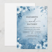 Frosty Blue Bloom Wedding Kaart (Voorkant / Achterkant)
