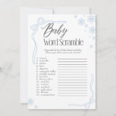 Frosty Blue Bow Baby Word Scramble spel Kaart (Voorkant)