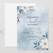 Frosty Blue Branch Bloom Wedding Kaart (Voorkant / Achterkant)