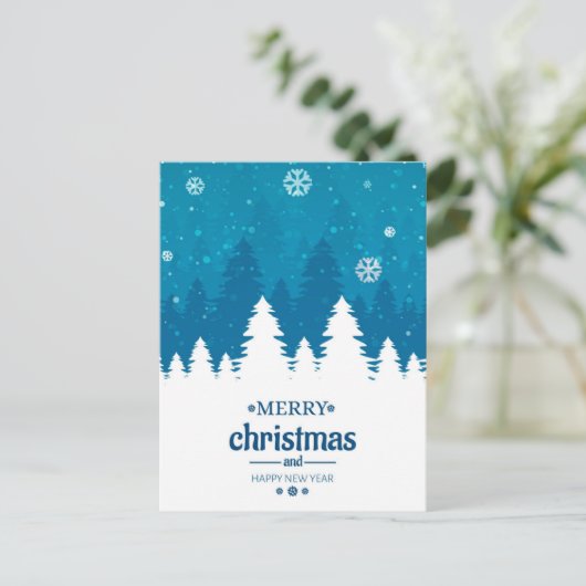 Frosty Blue Christmas Briefkaart (Staand voorkant)