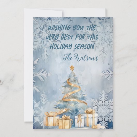 Frosty Blue Christmas Kaart (Voorkant)