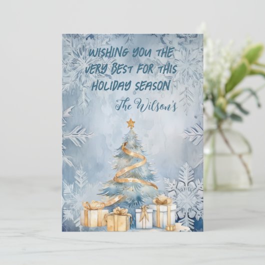 Frosty Blue Christmas Kaart (Staand voorkant)