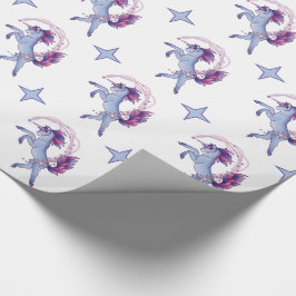 Frosty blue dansende eenhoorn cadeaupapier