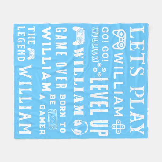 Frosty Blue Gamer Videospel Persoonlijk voor Kinde Fleece Deken (Voorkant (Horizontaal))