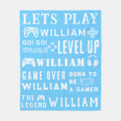 Frosty Blue Gamer Videospel Persoonlijke Kinderen Fleece Deken (Voorkant)