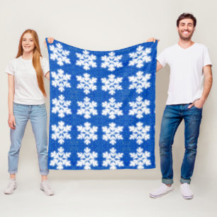Frosty blue sneeuwvlokken op Noordpool sneeuw Fleece Deken