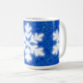 Frosty blue sneeuwvlokken op Noordpool | sneeuw Koffiemok (Voorkant rechts)