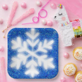 Frosty blue sneeuwvlokken op Noordpool | sneeuw Papieren Bordje (Feest)