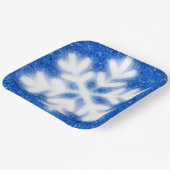 Frosty blue sneeuwvlokken op Noordpool | sneeuw Papieren Bordje (Gebogen)