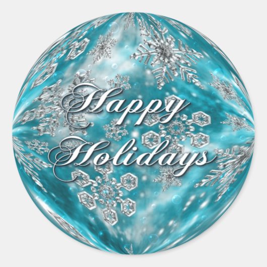 Frosty Blue Snowflake Bubble Holiday Ronde Sticker (Voorkant)