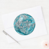 Frosty Blue Snowflake Bubble Holiday Ronde Sticker (Envelop)