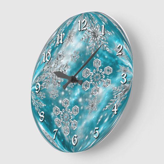 Frosty Blue Snowflake Bubble Wall klok (Hoek)